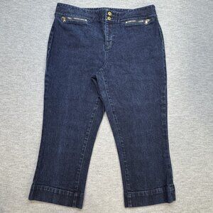 Lauren Jeans Co Ralph Lauren Womens Blue Denim Capri Size 10 Double Waist Button